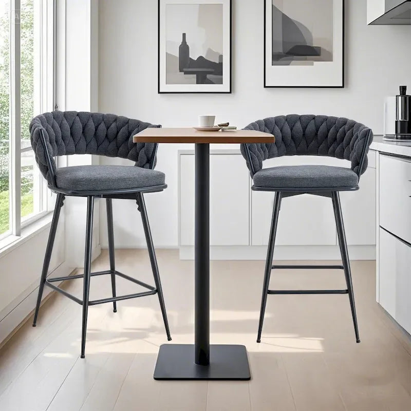 Pair of Swivel Bar Stools with Comfortable Linen Cushions - Counter Height Seating for Kitchen Islands, Dining Areas, or Pubs - image 17