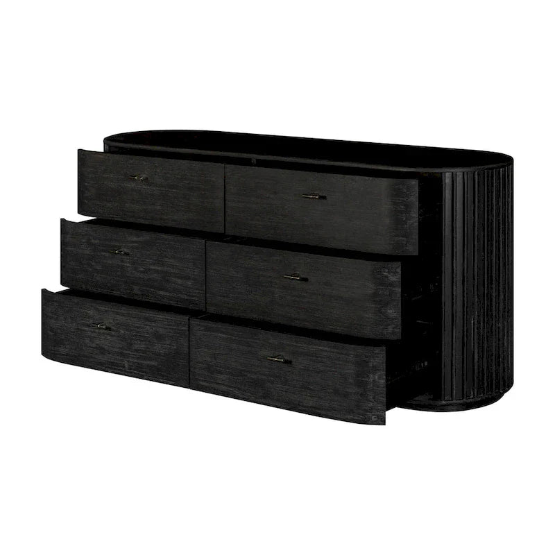 Modrest Fields Contemporary Black Acacia Chest of Drawers - image 2