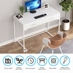 Modern Computer Desk with 2 Drawers - Stylish Study Writing Table with Storage for Home Office - image 25