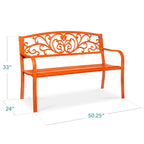 Best Choice Products Outdoor Steel Bench Garden Patio Porch Furniture W/ Floral Design Backrest - Black - image 45