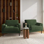 Set of 2 Modern Wide Armchairs in Corduroy - Accent Chairs - image 3