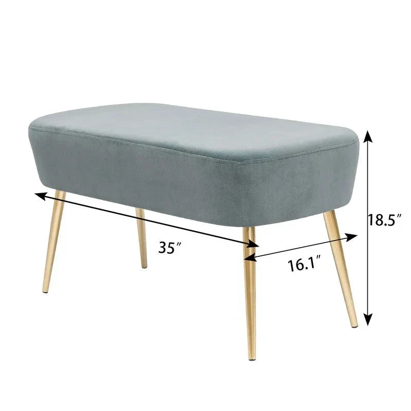 Adeco Velvet Footrest Bench with Metal Legs - Stylish Bed End Stool and Dressing Chair - image 22