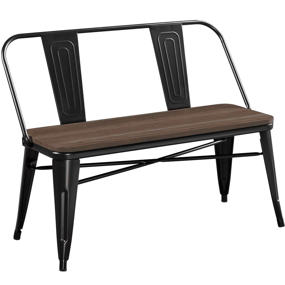 Yaheetech Industrial Metal Dining Bench with Upholstered Seat,Black - image 3