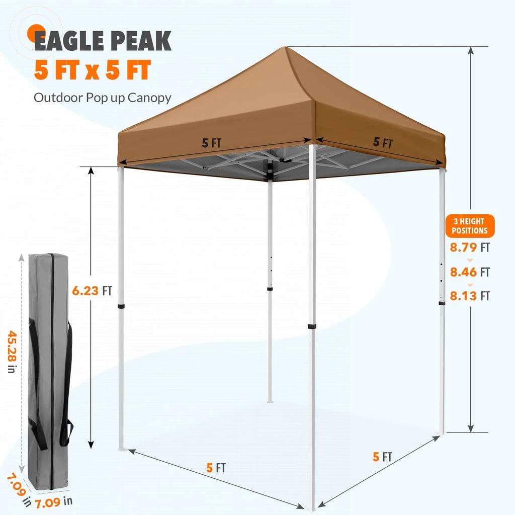 EAGLE PEAK 5x5 Pop up Canopy Tent Instant Outdoor Canopy Easy Set - up Straight Leg Folding Shelter（blue） - image 118