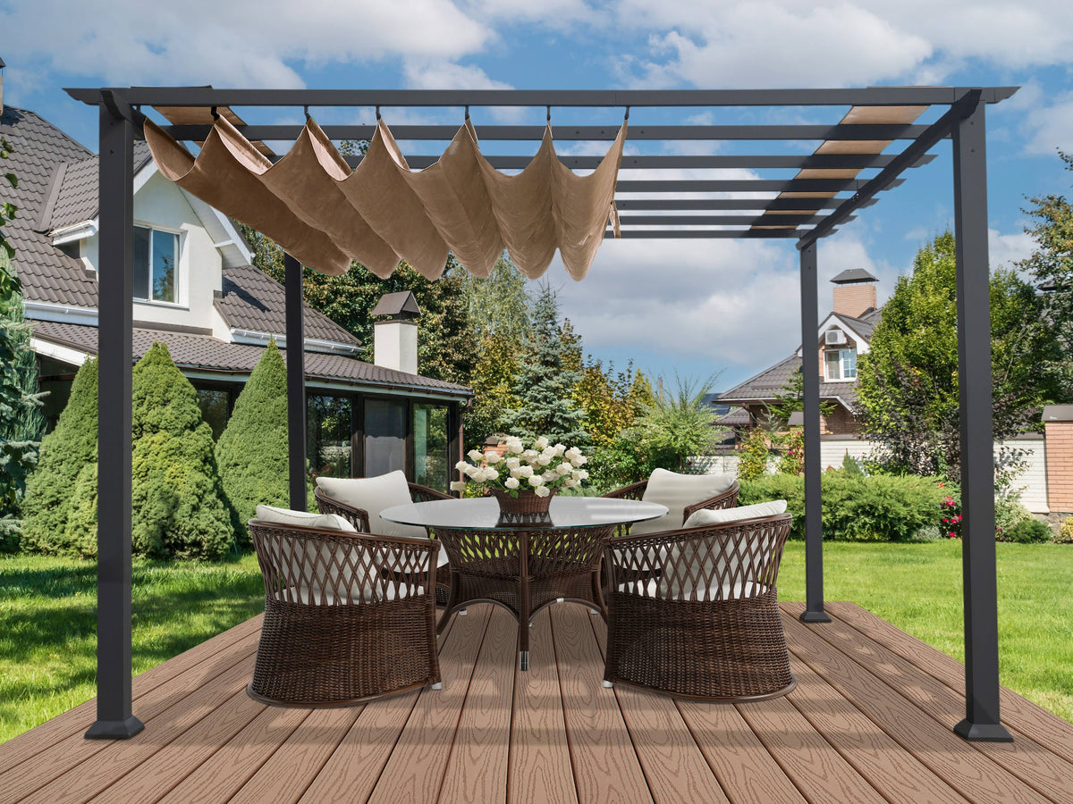 Paragon Florence Pergola / 11' x 11' / 11' x 16' / Greenhouse Emporium 11ft x 11ft / Grey Finish / Cocoa - image 1