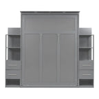 Merax Murphy Bed with Shelves, Drawers, and Integrated LED Lighting - image 4