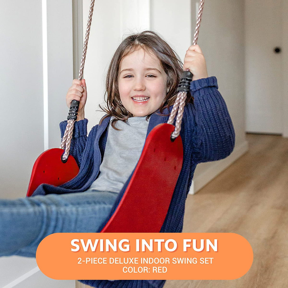 6 Piece Indoor Doorway Gym Set for Kids – Indoor Swing for Kids Includes Kids Swing Chair, Rings, Hanging Trapeze, Ladder, Swinging Rope & Pullup Bar - image 16