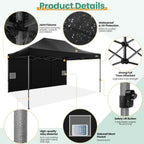 COBIZI 10x20 Heavy Duty Pop up Canopy Tent with 6 sidewalls Easy Up Commercial Outdoor Canopy Wedding Party Tents for Parties All Season Wind & Waterproof Gazebo with Roller Bag,Black(Frame Thickened) - image 132