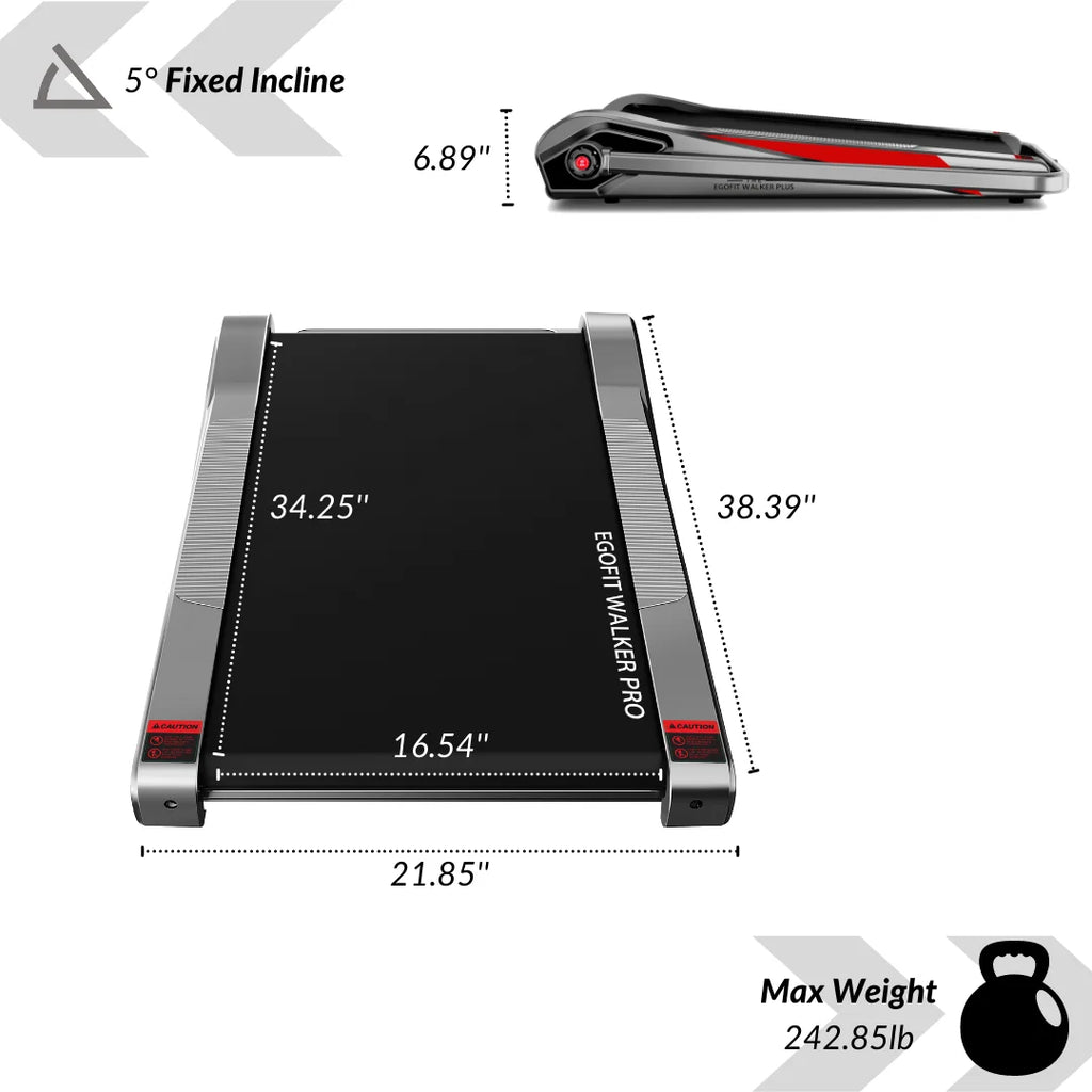 Egofit Walker Pro Smallest Under Desk Electric Walking Treadmill for Home 2.0HP 5° Incline - image 9