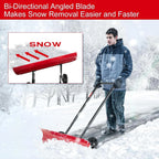 38 Inch Snow Shovel for Driveway,Bi-Direction Heavy Duty Snow Pusher with Wheels and Angled Blade for Efficient Snow Removal, Back Saver Snow Plow for Dorway Sidewalk - Big Wheels - image 3