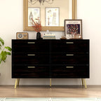 Elegant 6-Drawer Double Dresser with Gold Accents for Stylish Bedroom Storage - image 2
