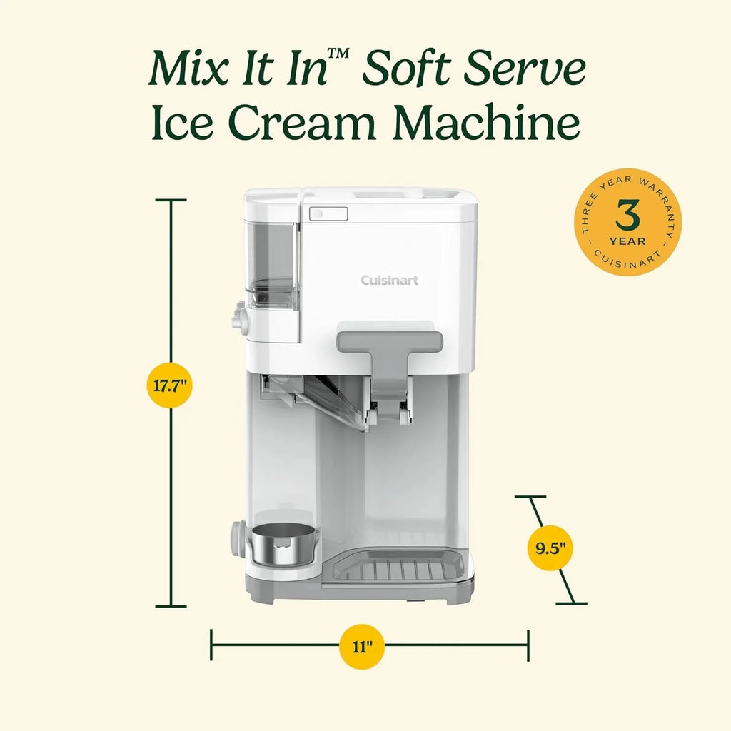 Cuisinart Soft Serve Ice Cream Machine- Mix It In Ice Cream Maker for Frozen Yogurt, Sorbet, Gelato, Drinks 1.5 Quart, White, ICE-48 - image 9