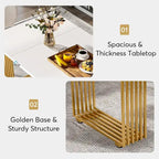 Modern Dining Table with Rectangular Top and Metal Base for 6 to 8 Seating - image 5