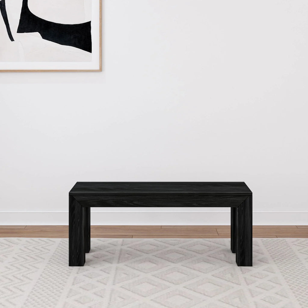 Plank+Beam Modern Dining Bench, Solid Wood Bench for Dining Table, 49", Blonde Wirebrush - image 18