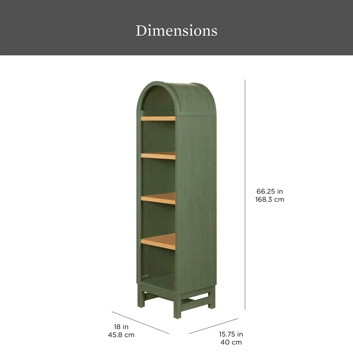 Better Homes & Gardens Juliet Narrow Arch Bookcase, Deep Green and Light Honey - image 2