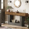63-Inch Brown and Gray Slim Wooden Console Table for Entryway - image 2