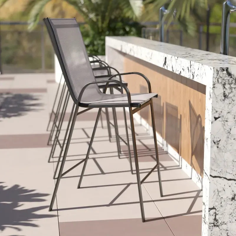 Set of 4 Outdoor Barstools with Flexible Comfort Material - Patio Seating - image 18