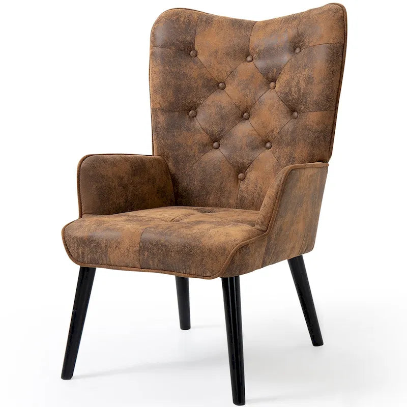 AVAWING Tufted Wingback Accent Chair with Arms - Rustic Design - image 2