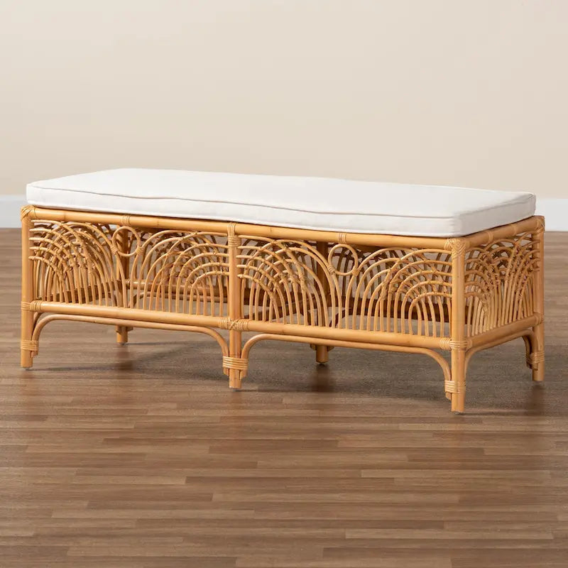Bali & Pari Materra Contemporary Bohemian Natural Brown Rattan Bench - image 7