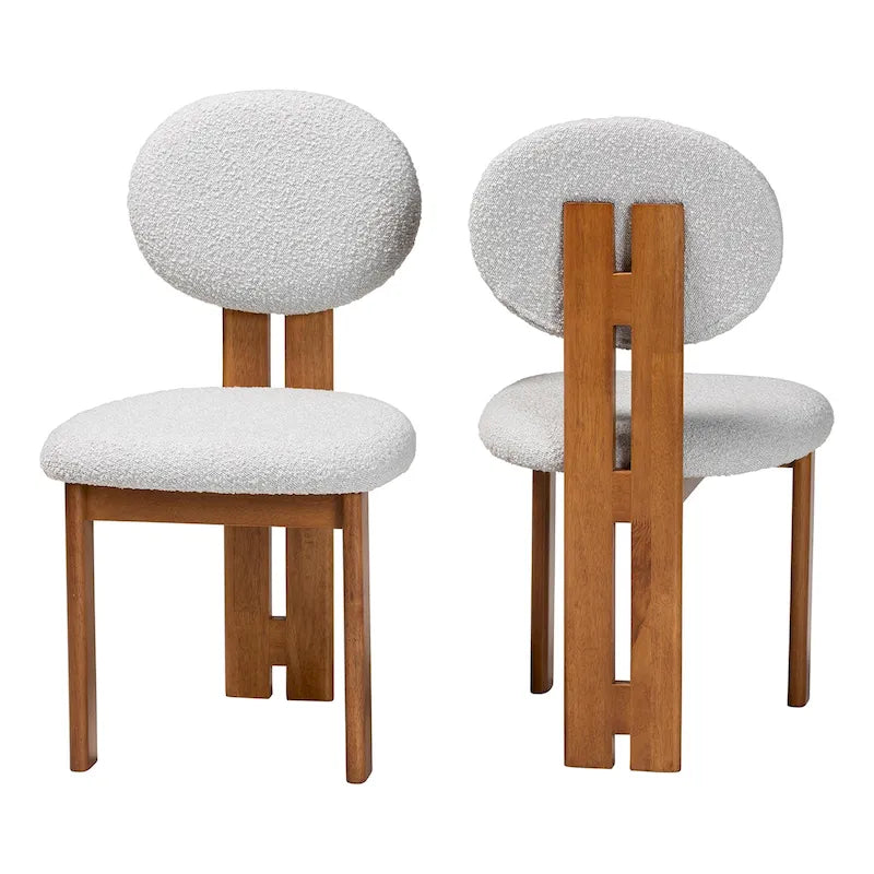 Kacela Contemporary Japandi Boucle Upholstered Wood Dining Chair Set - 2 Pieces - image 4