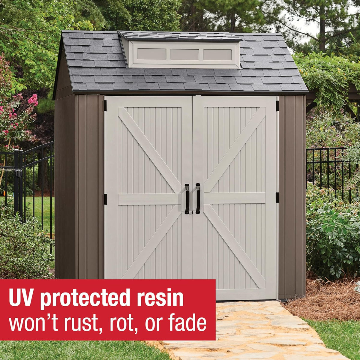 Rubbermaid Resin Outdoor Storage Shed With Floor Weather Resistant Gray Organization for Home - image 26