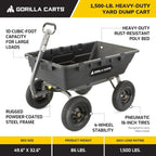 Heavy Duty Poly Utility Dump Wagon Garden Cart w/Pneumatic Tires, 6 Cu Ft - 1200 lb Capacity Outdoor Wheelbarrow for Yard, Landscaping & Gardening, Lawn Tractor or ATV Towable-Gorilla Carts - image 44
