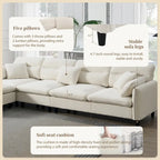 110-Inch L-Shaped 5-Seater Sectional Sofa with Removable Ottoman, Cloud Chenille Fabric, and 5 Cushions - image 9