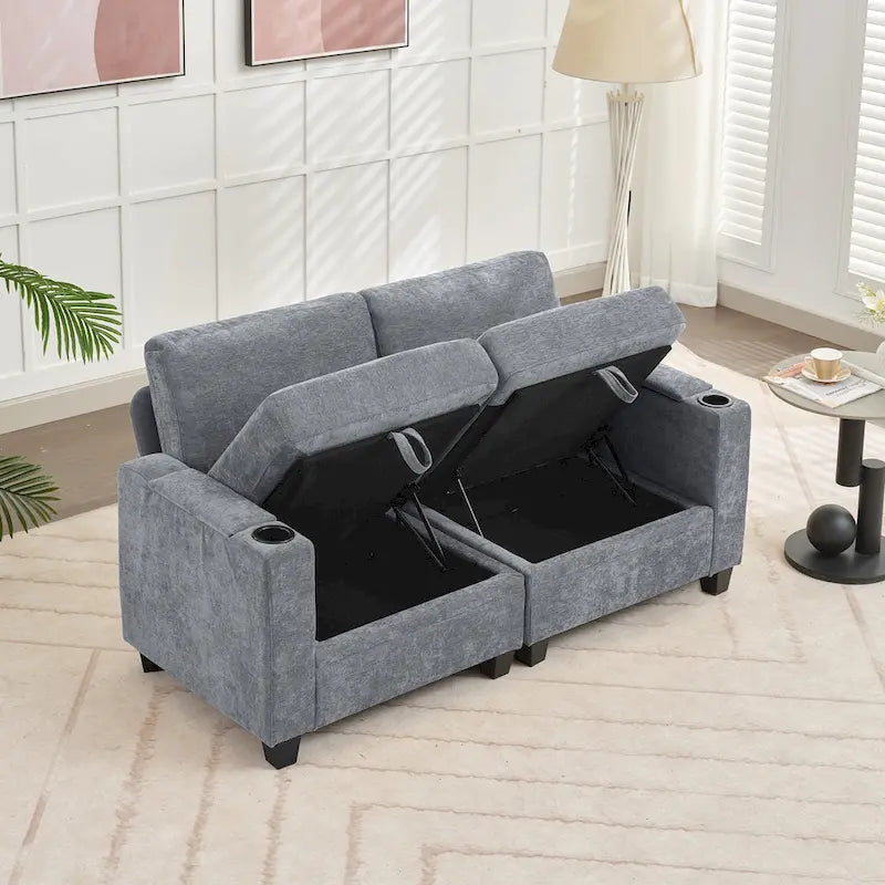 Versatile Chenille Storage Loveseat Sofa - image 23