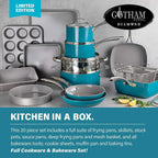 Gotham Steel Nonstick Pots and Pans 20 Piece Kitchen Ceramic Cookware Set Bakeware Cooking Frying Skillet Sauce Pan Aqua Blue - image 2