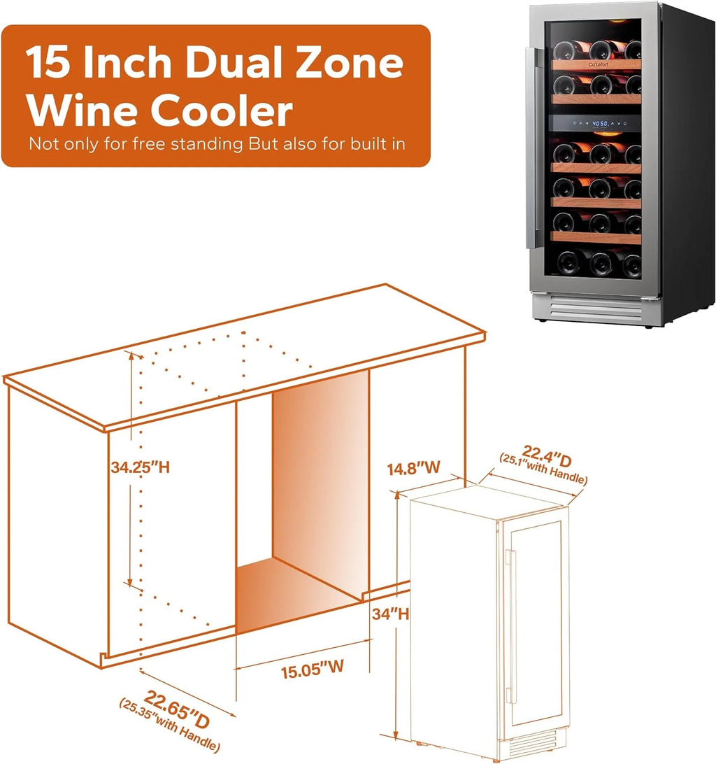 24'' Wine Cooler Refrigerator - 46 Bottle Wine Fridge Dual Zone with Modern Touch Intelligent Digital 40°-65°F Low Noise, Built in or Freestanding Wine Cooler for Home and Kitchen - image 41