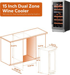24'' Wine Cooler Refrigerator - 46 Bottle Wine Fridge Dual Zone with Modern Touch Intelligent Digital 40°-65°F Low Noise, Built in or Freestanding Wine Cooler for Home and Kitchen - image 41