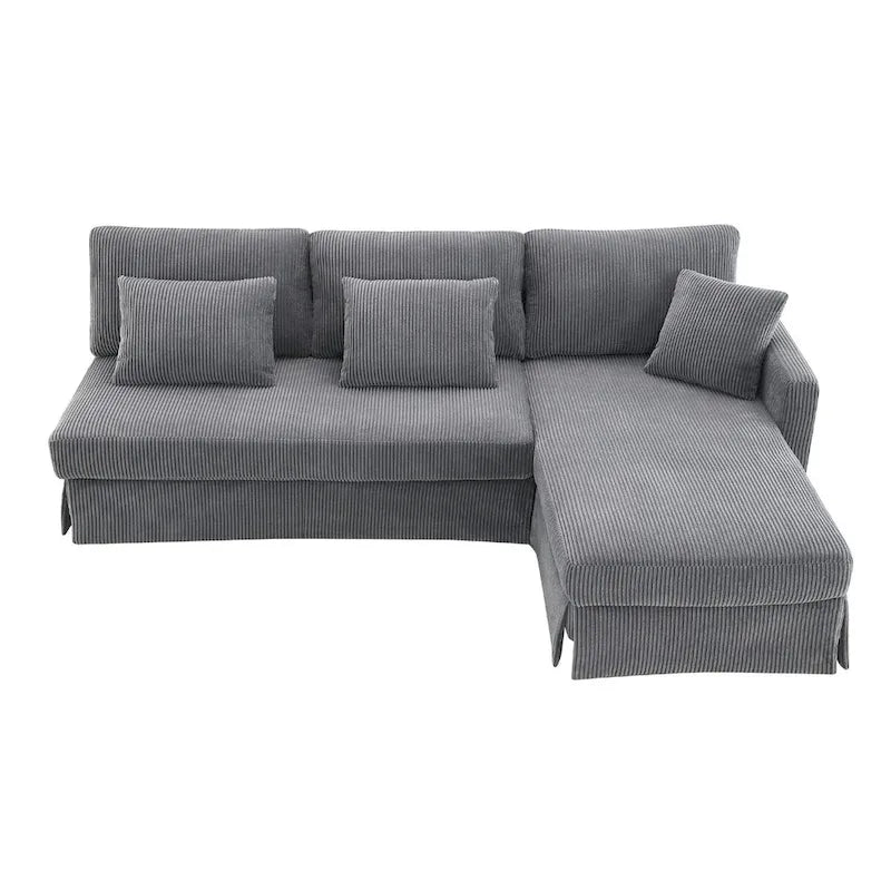 Contemporary L-Shaped Corduroy Sofa with Reversible Chaise from Harper & Bright Designs - image 3