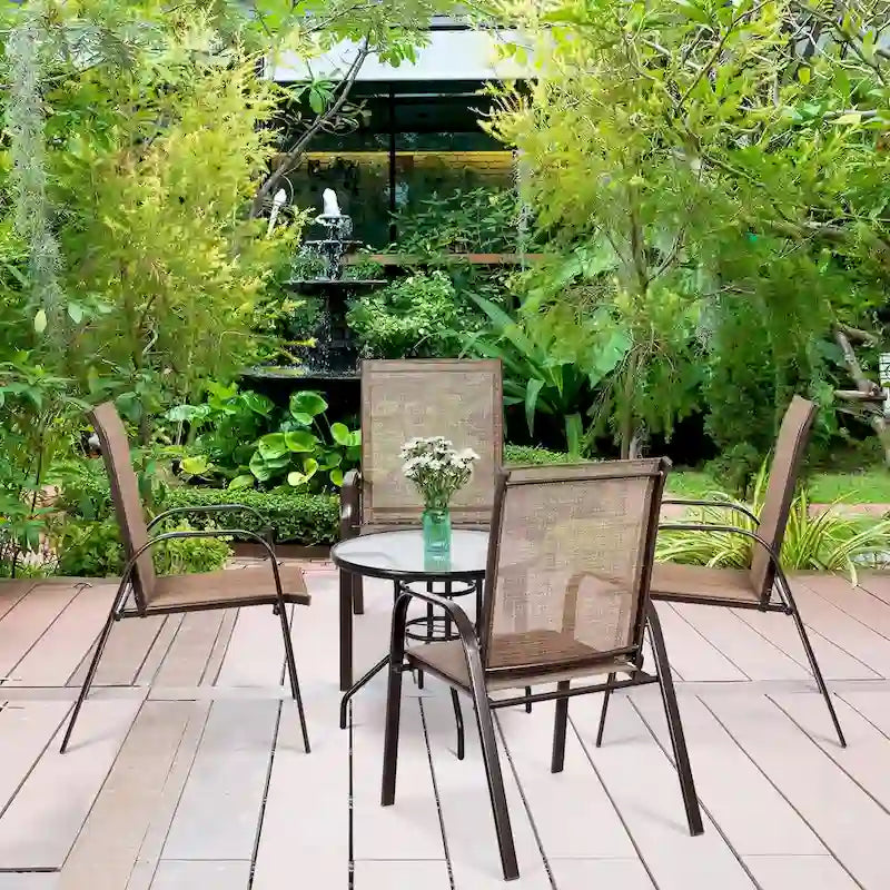 Costway Set of 4 Patio Chairs with Armrests for Garden and Deck - View Details - image 10