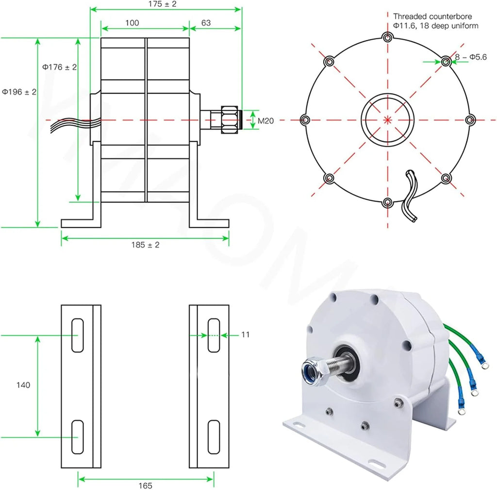 12000W Low RPM Permanent Magnet Generator 12V 24V 48V 120V 220V, Free Energy Gearless Permanent Magnet Generator Motor DIY for Wind Turbine Water Turbine,12V - image 7