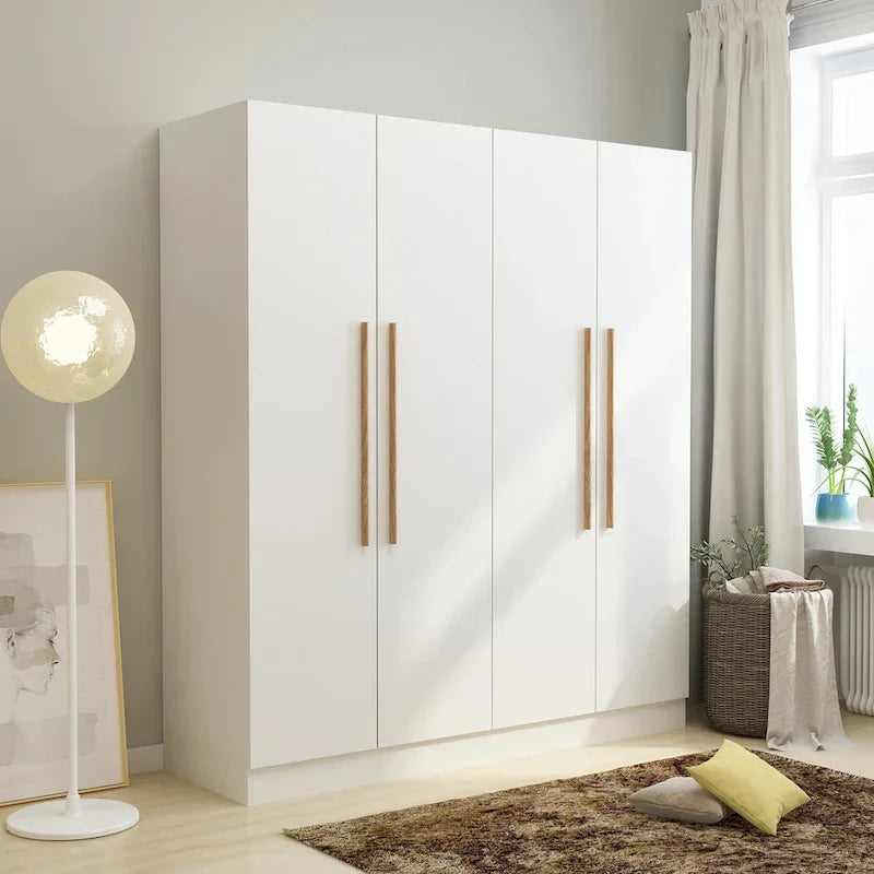 Modern Freestanding Solid Wood Wardrobe Closet With Storage Shelves - image 1