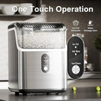 Nugget Ice Makers Countertop, Pebble Ice Machine with Chewable Pellet Ice, 34Lbs/24H, Self-Cleaning, Sonic Ice, One-Click Operation, for Kitchen,Office Stainless Steel Black - image 6