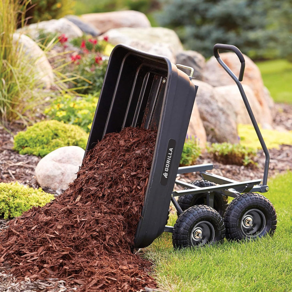 Heavy Duty Poly Utility Dump Wagon Garden Cart w/Pneumatic Tires, 6 Cu Ft - 1200 lb Capacity Outdoor Wheelbarrow for Yard, Landscaping & Gardening, Lawn Tractor or ATV Towable-Gorilla Carts - image 31