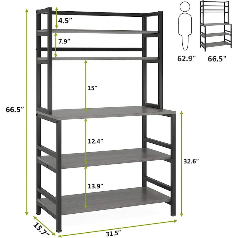 5-Tier Kitchen Baker's Rack with Storage - Microwave Oven Cart - image 17