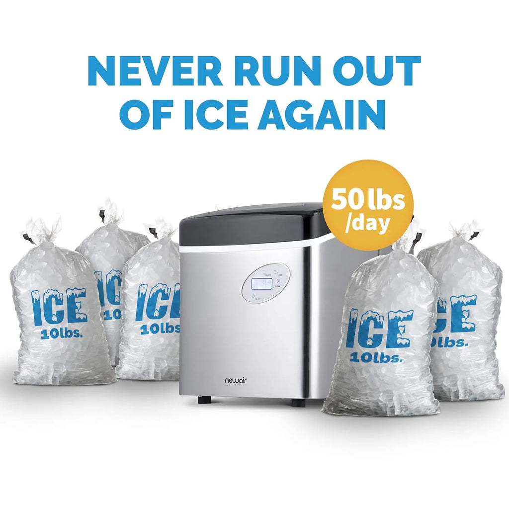Newair Portable Ice Maker 50 lb. Daily, 12 Cubes in Under 7 Minutes - Compact Countertop Design - 3 Size Bullet Shaped Ice - for Kitchen/Office/RV/Bar - Stainless Steel - image 6