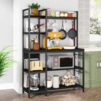 43-Inch Kitchen Bakers Rack with Microwave Stand - 5-Tier Utility Storage Shelf and 10 Hooks for Kitchen and Living Room - image 14