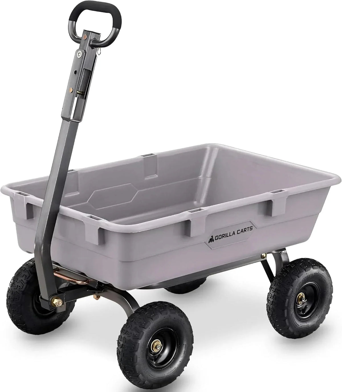 Heavy Duty Poly Utility Dump Wagon Garden Cart w/Pneumatic Tires, 6 Cu Ft - 1200 lb Capacity Outdoor Wheelbarrow for Yard, Landscaping & Gardening, Lawn Tractor or ATV Towable-Gorilla Carts - image 2
