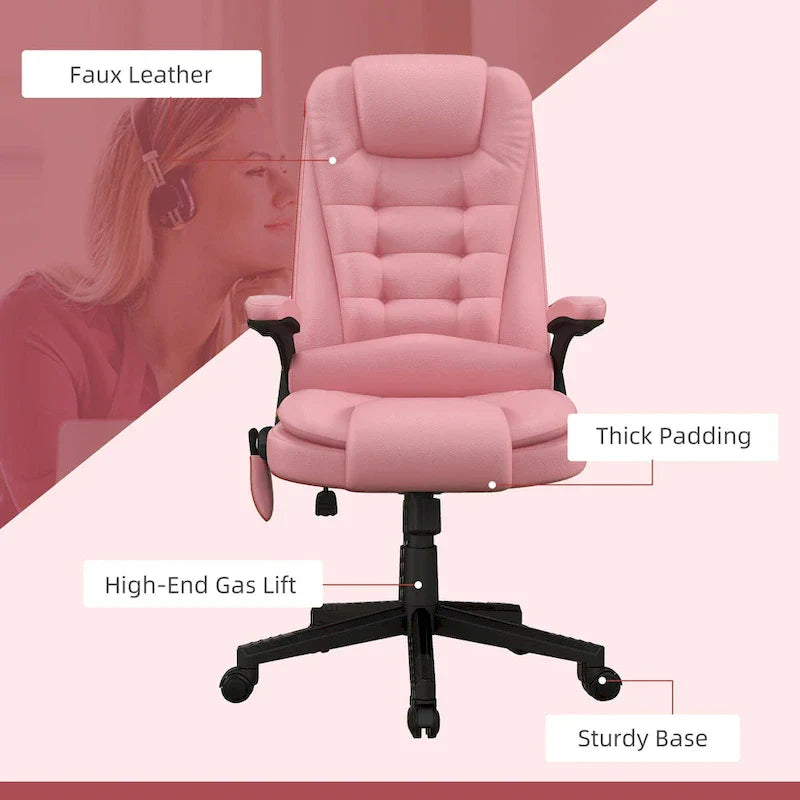 HOMCOM High Back Massage Office Chair with 6 Vibration Points and Heated Recline - PU Leather Computer Chair - image 10