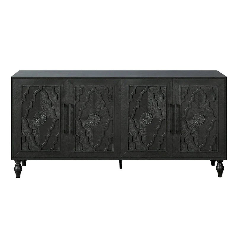 Large Floral Carved Storage Cabinet - Sideboard Buffet - image 31