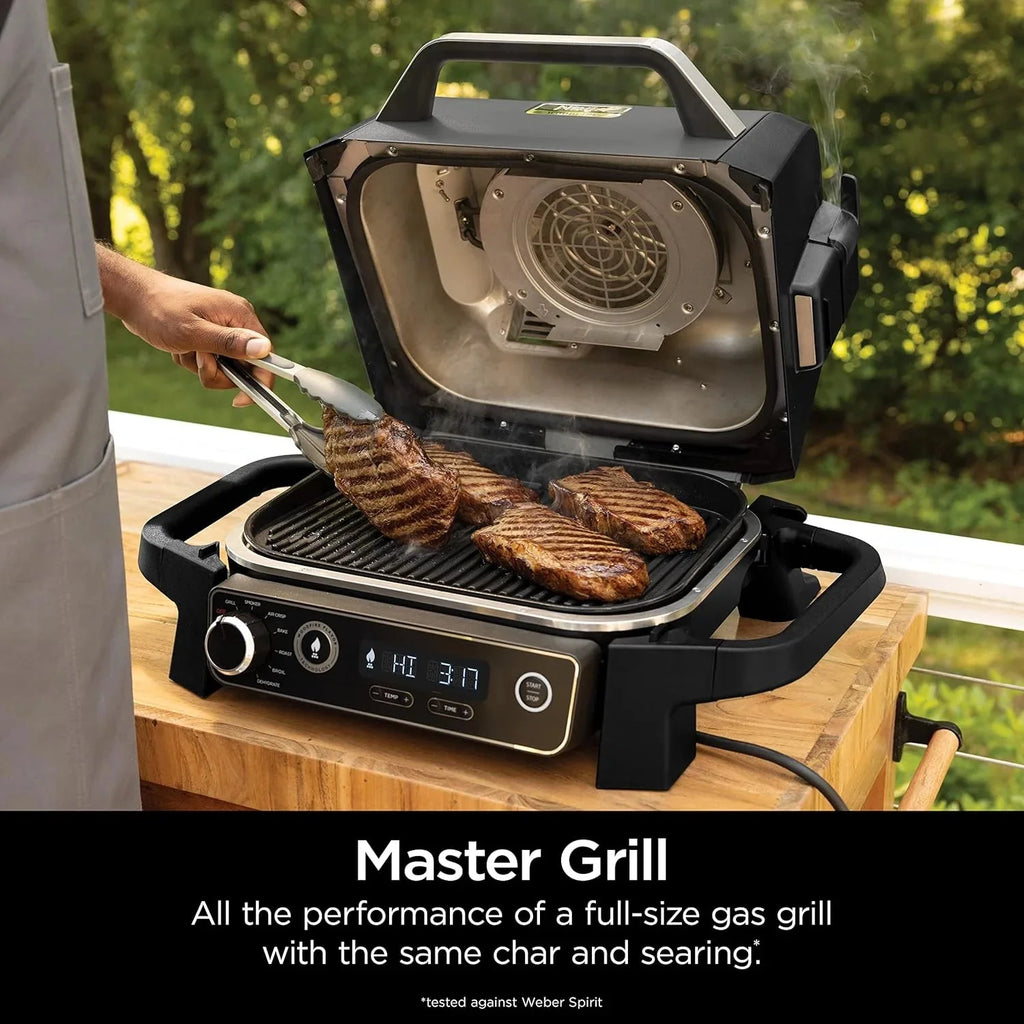 7-in-1 Grill & Smoker with Thermometer, Air Fryer, BBQ, Bake, Roast, Broil - Portable Electric Outdoor Grill, Grey - image 26