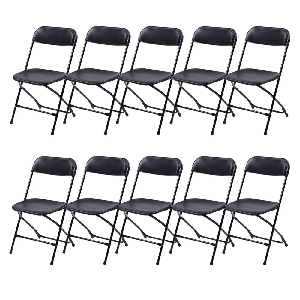 Ktaxon 6ft White Folding Table and 10 Pack Folding Chairs Black, Plastic Table and Chair Set - image 5