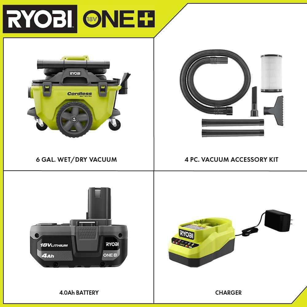 18V Cordless 6-Gallon Wet/Dry Vacuum Kit with Battery and Charger, P770KN - image 2