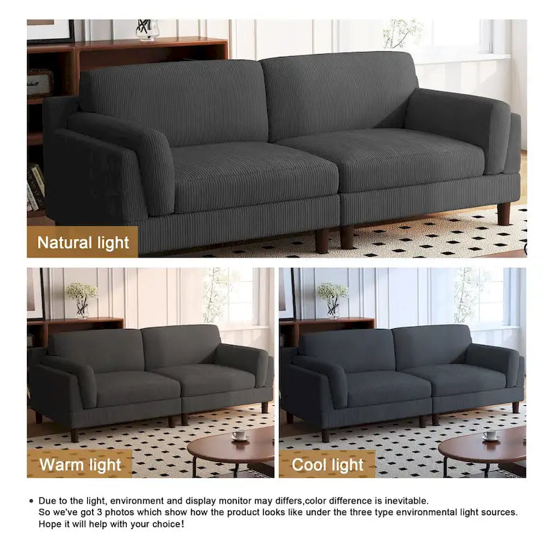 90-Inch Oversized Corduroy Sofa for Living Room with Reversible Cushions - image 19
