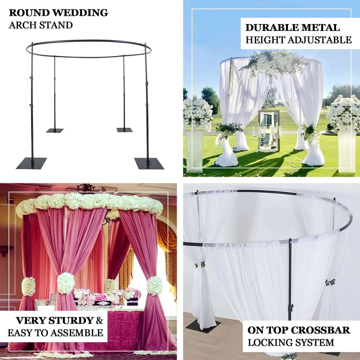 Efavormart 10ft / 4 Post Gold Metal DIY Photography Backdrop Stand, Wedding Arch Canopy Tent - image 15