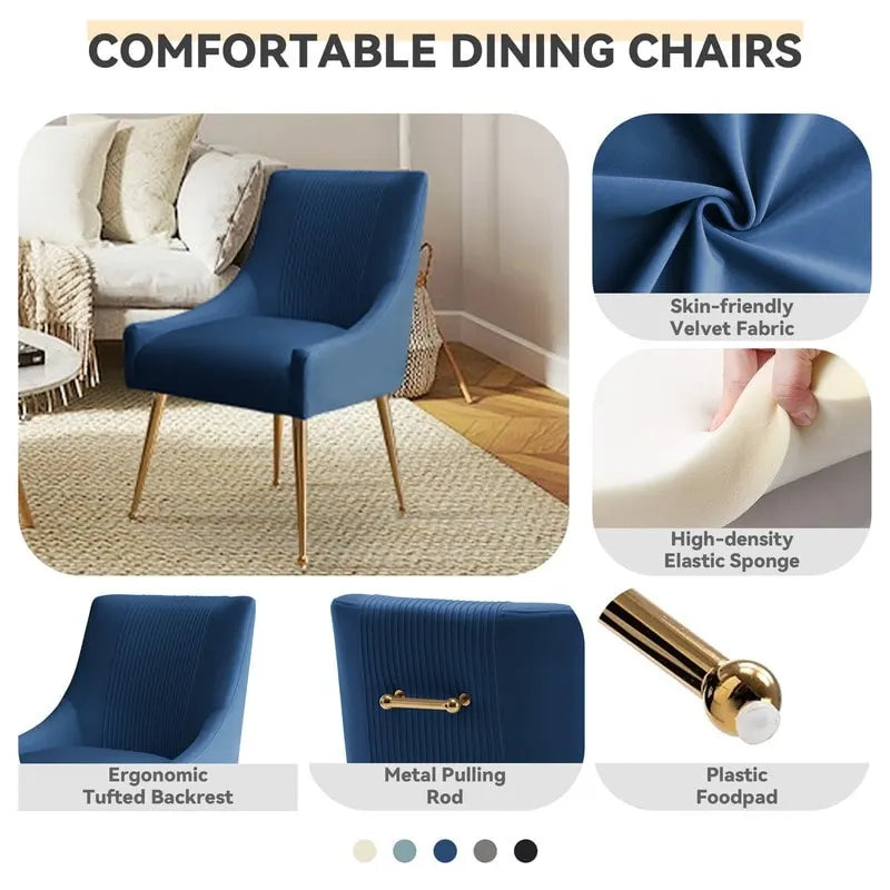 SEYNAR Set of 4 Modern Glam Boucle Velvet Dining or Vanity Chairs with Rear Handle - image 25