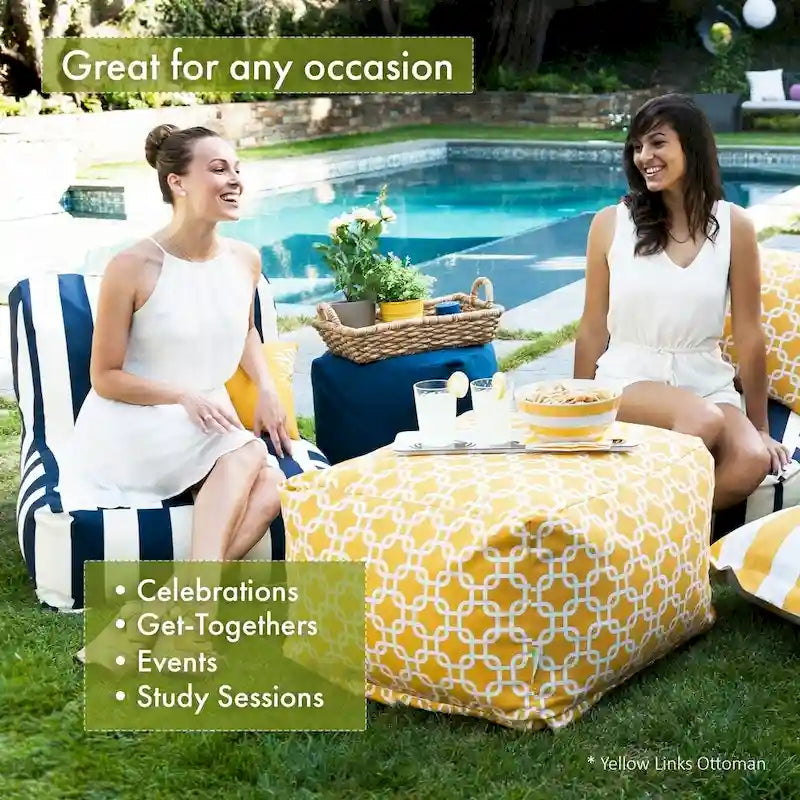 Majestic Home Goods Indoor Wales Poly/Linen Ottoman Pouf - 27" L x 27" W x 17" H - image 10